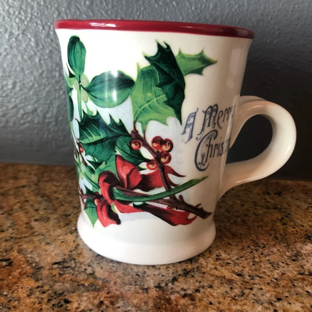 Williams Sonoma set of 4 Vintage Postcard coffee mug set